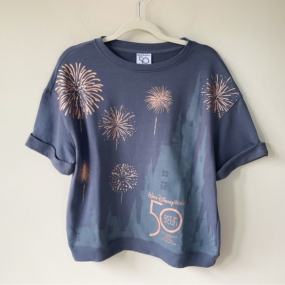 Walt Disney World 50th Anniversary Dolman Sleeve Sweatshirt Dark Grey Size L - Picture 3 of 9